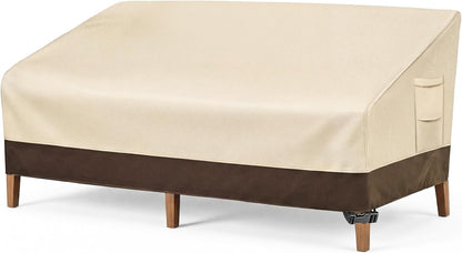 Vailge Heavy Duty Patio Sofa Cover - 100% Waterproof 3-Seater Outdoor Protection | 60"W x 35"D x 35"H, Beige & Brown