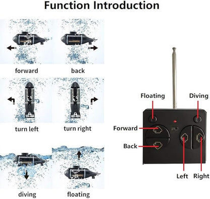 YEIBOBO ! 6 Channels Mini RC Submarine Toy (Black)
