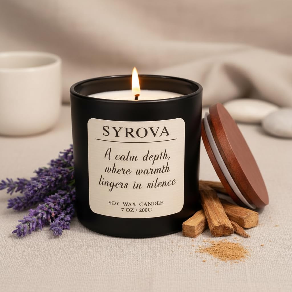 Lavender & Sandalwood Candle, Luxury Scented Soy Candle 7oz, Calming Relaxing Fragrance for Home, Stress Relief & Sleep Aromatherapy Candle, Gift for Women, Long Lasting Jar Candle