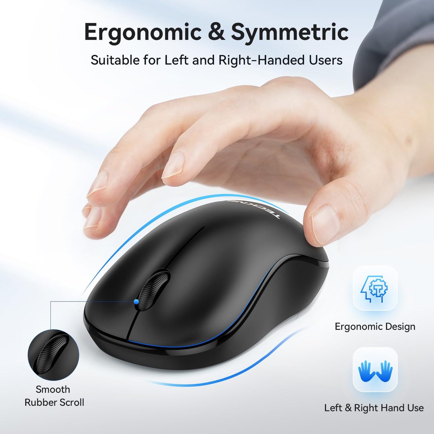 TECKNET Wireless Mouse for Laptop, 2.4G Silent Computer Mouse Quiet Click with 5 DPI Levels,Contoured Grip,Small Portable 30 Months Battery Cordless Mice for PC, Chromebook, Mac - Pink