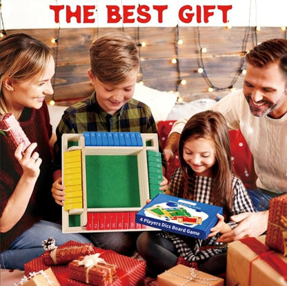Shut The Box Dice Game 12 Inch Upgraded 2-4 Player Wooden Dice Game Math Addition Games Close The Box Family Wooden Dice Board Game for Kids Adults Tabletop Version for Classroom Home Party or Bar