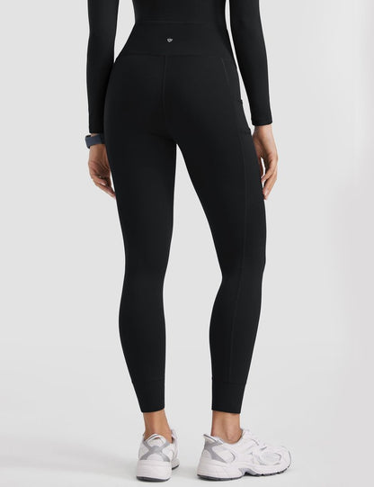 POPVIOLET Womens High Waisted Scrub Leggings 25" - 5 Pockets Drawstring Yoga Scrub Pants Medical Bottoms Stretch Soft Black Small