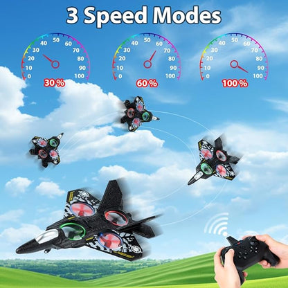 Remote Control Airplane for Kids Boys Beginners 8-12 RC Plane with Light 360° Flip Fighter Jet Toys Stunt Roll Airplane Toy Gifts for Kids Boys Girls 8-16 Drone for Adults