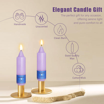 Smokeless Candlesticks Short Taper Candle,Unscented 5 Inches Purple Candle Sticks Dripless Tapered Candles for Home Décor Weddings Seasons Gifts