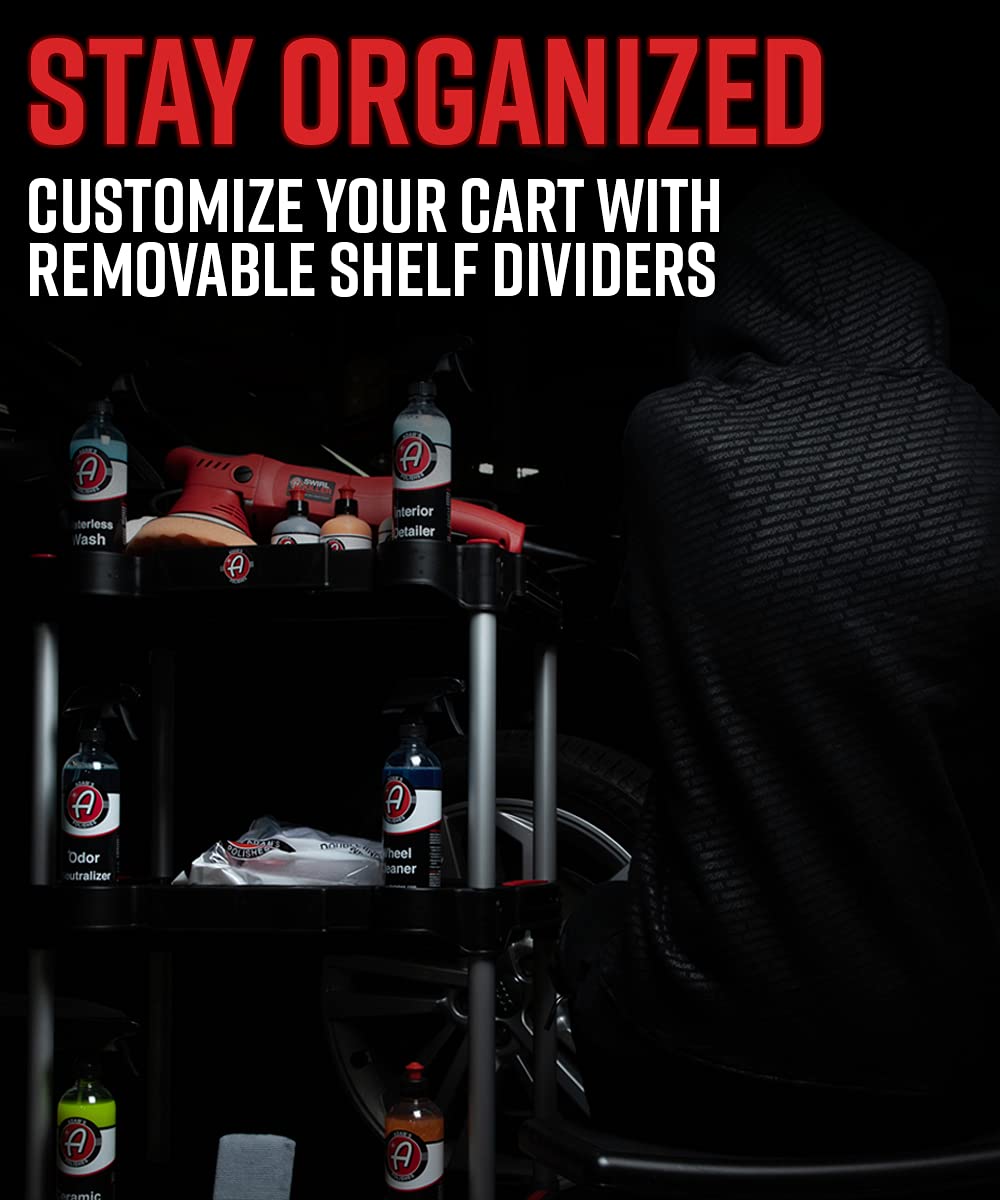 Adam's Polishes Standard Detailing Cart, Custom Mobile Rolling Utility Detailing Tool Cart Organizer for Garage DIY Home Projects, Extra Storage for Mechanics & Detailers During Repairs Car Wash/Wax