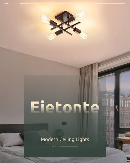 Eietonte Industrial 4-Light Semi Flush Mount Ceiling Light, Oil-Rubbed Bronze, Metal, EIECL001-ORB2P, 2 Count