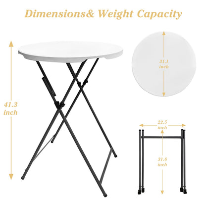 HEPINGONHE Folding 2-Pack 32in Bar Table Round Foldable Cocktail Table for Indoor and Outdoor Use Compact Design Portable Ideal for Parties Events Dining and Gatherings