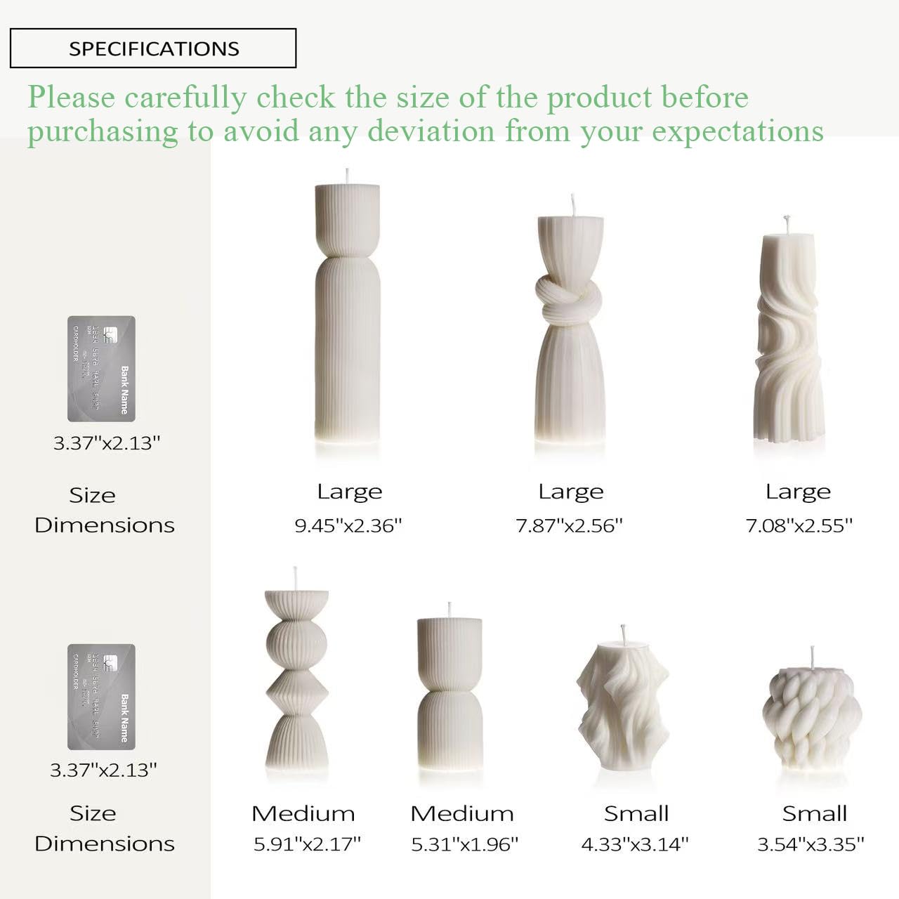 7-Pack Pillar Candles - Soy Wax Handmade Ribbed Candles for Home Decor, Housewarming Gift, Shelf & Table Decor - Aesthetic Modern Candles Set (White)