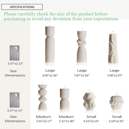 7-Pack Pillar Candles - Soy Wax Handmade Ribbed Candles for Home Decor, Housewarming Gift, Shelf & Table Decor - Aesthetic Modern Candles Set (White)