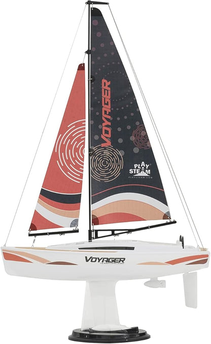 Voyager 280 2.4GHz RC Motor Powered Sailboat in Red - 17.5 Tall