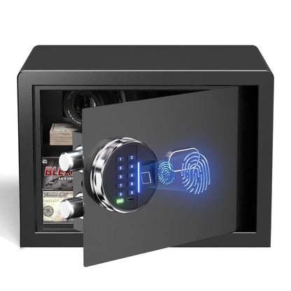 Grimtron 𝟐𝟎 𝐋𝐁 Smart Biometric Safe with Fingerprint Lock, Silent Mode, Backlit Keypad and LED Light, Small Caja Fuerte 𝐆𝐢𝐟𝐭𝐬 𝐟𝐨𝐫 𝐅𝐚𝐭𝐡𝐞𝐫'𝐬 𝐃𝐚𝐲(9.84"H x 9.84"D x 13.78"W)