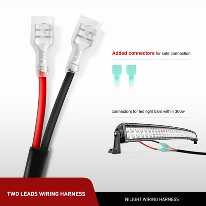 Nilight 54 Inch 312W Curved Spot Flood Combo Led Light Bar LED Off Road Light Driving Light and 1PC 14AWG 12V 5Pin Rocker Switch Wiring Harness Kit - 1 Lead