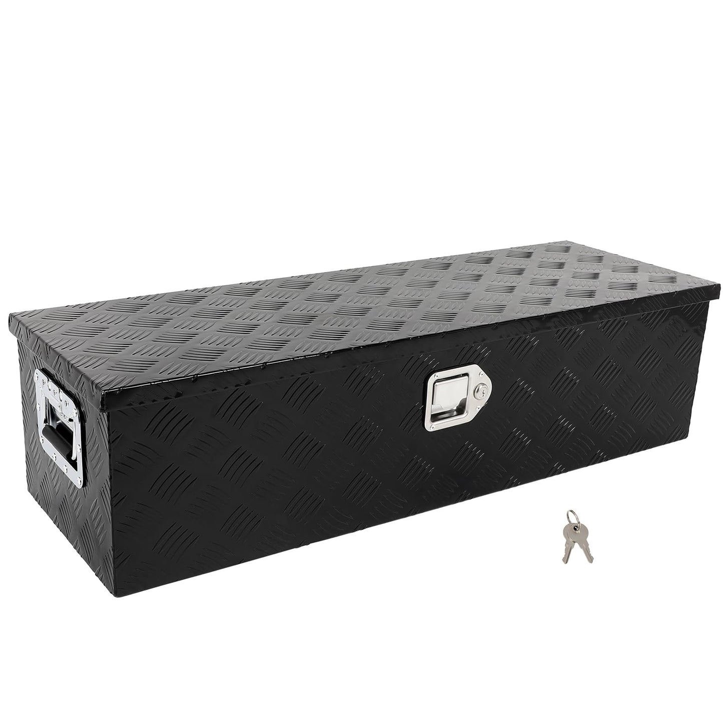 SCITOO 39 Inch Aluminum Truck Bed Tool Box,Heavy Duty Diamond Plate Crossover Storage for Most Full Size Pickups,Lockable Weatherproof Chest,Fits 39" Truck Beds,Easy Access to Load and Unload