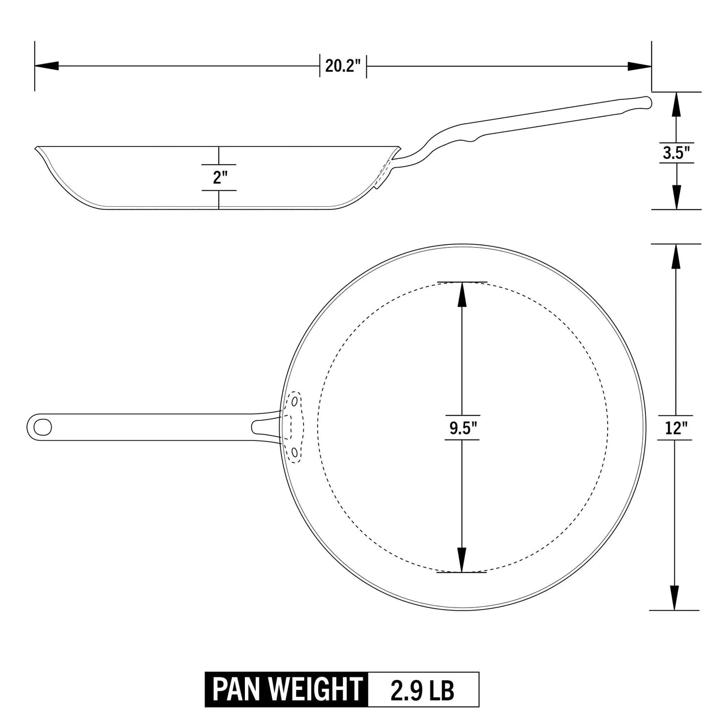 Heritage Steel Eater Series 12 Inch Frying Pan | Made in USA | 5-Ply Fully Clad Stainless Steel | Stay Cool Handle Design | Induction Ready & Non-Toxic