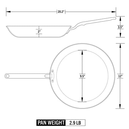 Heritage Steel Eater Series 12 Inch Frying Pan | Made in USA | 5-Ply Fully Clad Stainless Steel | Stay Cool Handle Design | Induction Ready & Non-Toxic
