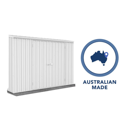ABSCO Space Saver Metal Garden Shed 10 Ft. x 2.5 Ft. Surfmist