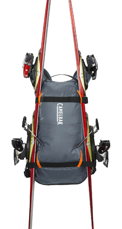 CamelBak Powderhound 12 Snow Hydration Pack with Ski and Snowboard Carry, Insulated Design for All Day Winter Riding, Grey/Orange