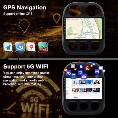 Junsun 8 Core Car Radio Stereo for Jeep Compass Patriot 2010-2016 with Wireless CarPlay Android Auto Bluetooth FM DSP 4GB RAM 64GB ROM