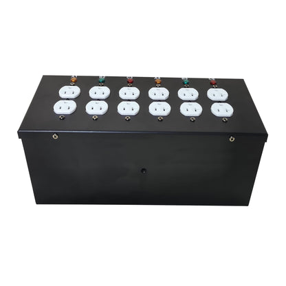 JUNMAN 6 Channel L14-30 to 12 Edison Power Distro Distributor Box for Stage DJ Lighting Party Event Show