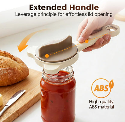Skiennix 4-in-1 Jar Opener - Adjustable Stainless Steel Lid Remover for Seniors & Arthritis | Fits Jars, Bottles & Cans
