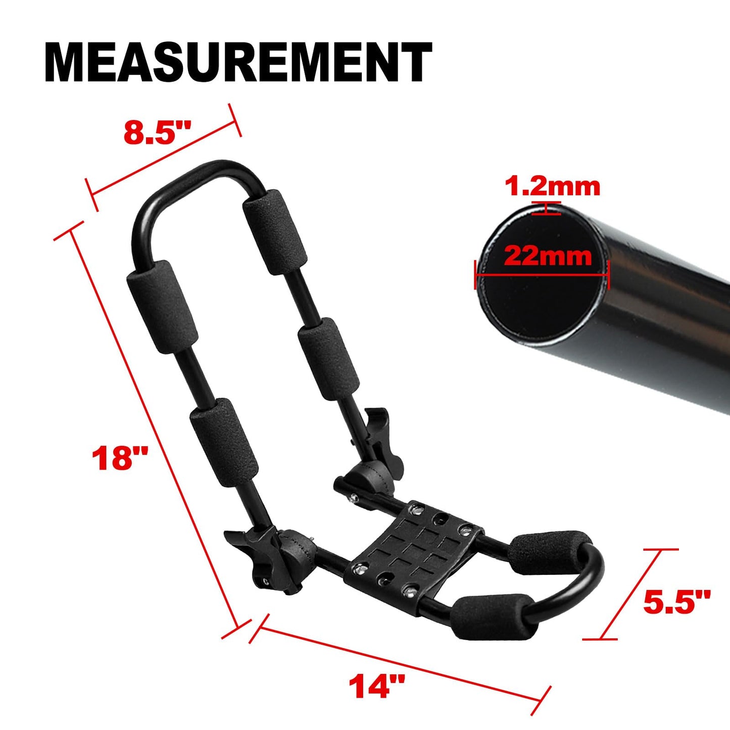 Folding Kayak Roof Rack for Car Holds 2 Kayaks - Kayak J Bar for Canoe, Surf Board, SUP - J Kayak Carrier Mount on Rooftop Crossbar with 4 Tie Down Straps, Fits SUVs, Trucks, Jeeps