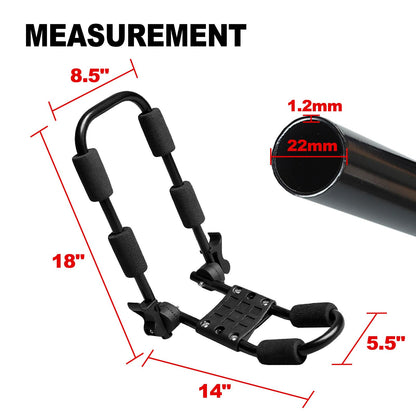 Folding Kayak Roof Rack for Car Holds 2 Kayaks - Kayak J Bar for Canoe, Surf Board, SUP - J Kayak Carrier Mount on Rooftop Crossbar with 4 Tie Down Straps, Fits SUVs, Trucks, Jeeps