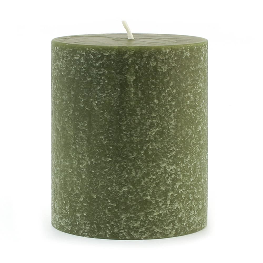 Root Candles Timberline™ Premium Handcrafted Unscented Pillar Candle, 4 x 4-Inch, Olive