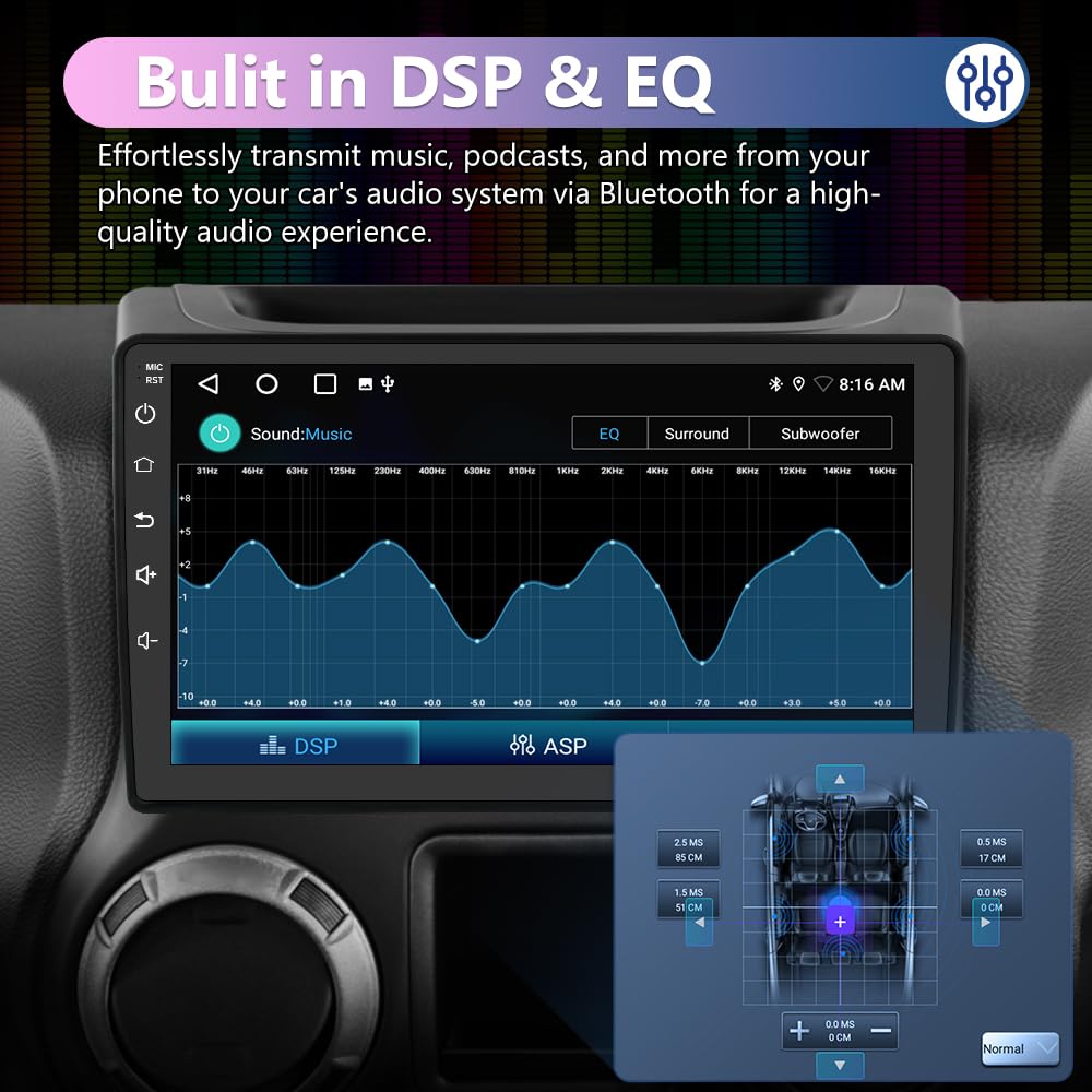 EagleNav Car Radio for Jeep Patriot Compass 2010 2011 2012 2013 2014 2015 2016, Android 13 Car Stereo with 10.1 Inch Touch Screen, 2GB+32GB, Wireless CarPlay & Android Auto