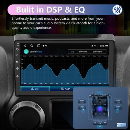 EagleNav Car Radio for Jeep Patriot Compass 2010 2011 2012 2013 2014 2015 2016, Android 13 Car Stereo with 10.1 Inch Touch Screen, 2GB+32GB, Wireless CarPlay & Android Auto