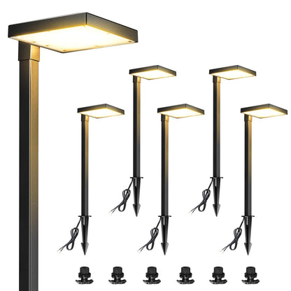 LUTEC 6 Pack Low Voltage Pathway Lights, Aluminum 12V Landscape Lighting with Connectors，IP65 Waterproof Anti-Glare Wired LED Pathway Lights, 5W 500LM Warm White 3000K for Pathway, Yard, Garden