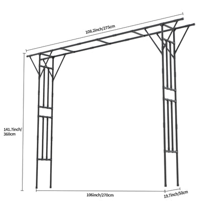 Carotex Flat Top Garden Arch Trellis Pergola, 11.8 x 9.02 FT Large Metal Arbor for Climbing Plants, Plastic-Coated Galvanized Steel Frame, Outdoor Decorative Arch for Garden, Backyard, Lawn (Black)