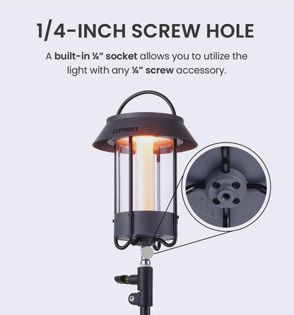 CLAYMORE Selene Lamp (Dark Gray) - Aesthetic Portable Outdoor Lamp, 4 Mood Lights, 6,700mAh Rechargeable, 660 Lumens, Waterproof. Halloween Decor, Camping, Glamping, Parties, Tents, and Backyards.
