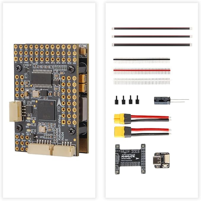 HolyBro Kakute H743 Wing INAV Ardupilot Flight Controller Advanced 3-8S LiPo Compatible Dual Firmware Support for RC Airplane Fixed-Wing Drones &amp DIY Projects (With Pin Header Professional Grad