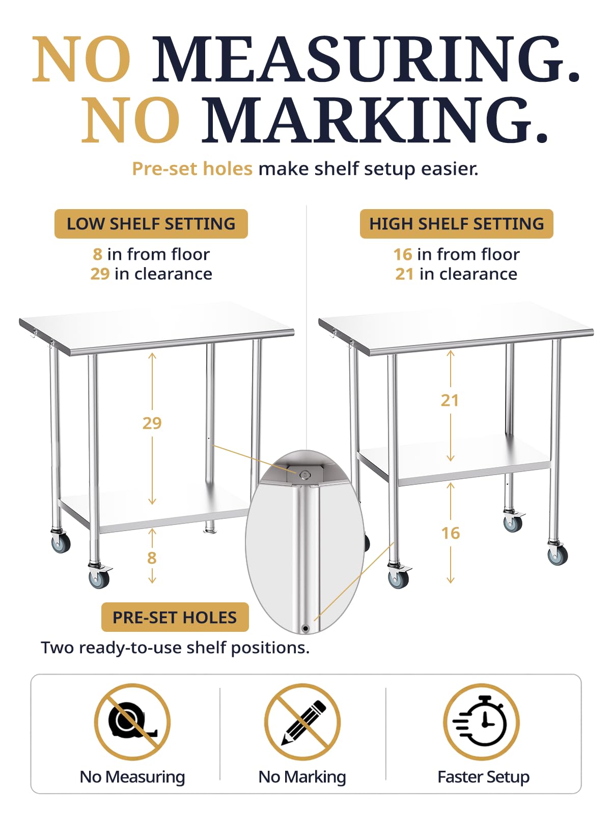 Atelicf All-Stainless Steel Prep Table, 24 X 36 Inch, with Casters and Adjustable Undershelf, Heavy-Duty Build for Outdoor Use,Restaurants,Hotels,Workshops,Kitchens,Gardens, and Garages
