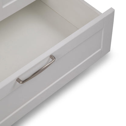 SIMPLIHOME Reed All-in-One 28 inch Wide Utility Sink and Laundry Cabinet in Pure White Finish, Transitional Stainless Steel Sink Cabinet for Laundry Rooms with High-Arch Chrome Faucet and Storage