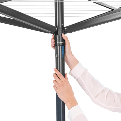 Brabantia Topspinner Outdoor 4 Arm Spinning Clothesline (164 ft/Ø 1.8") Rotating, Folding Clothes Drying Rack + Ground Spike (Anthracite)