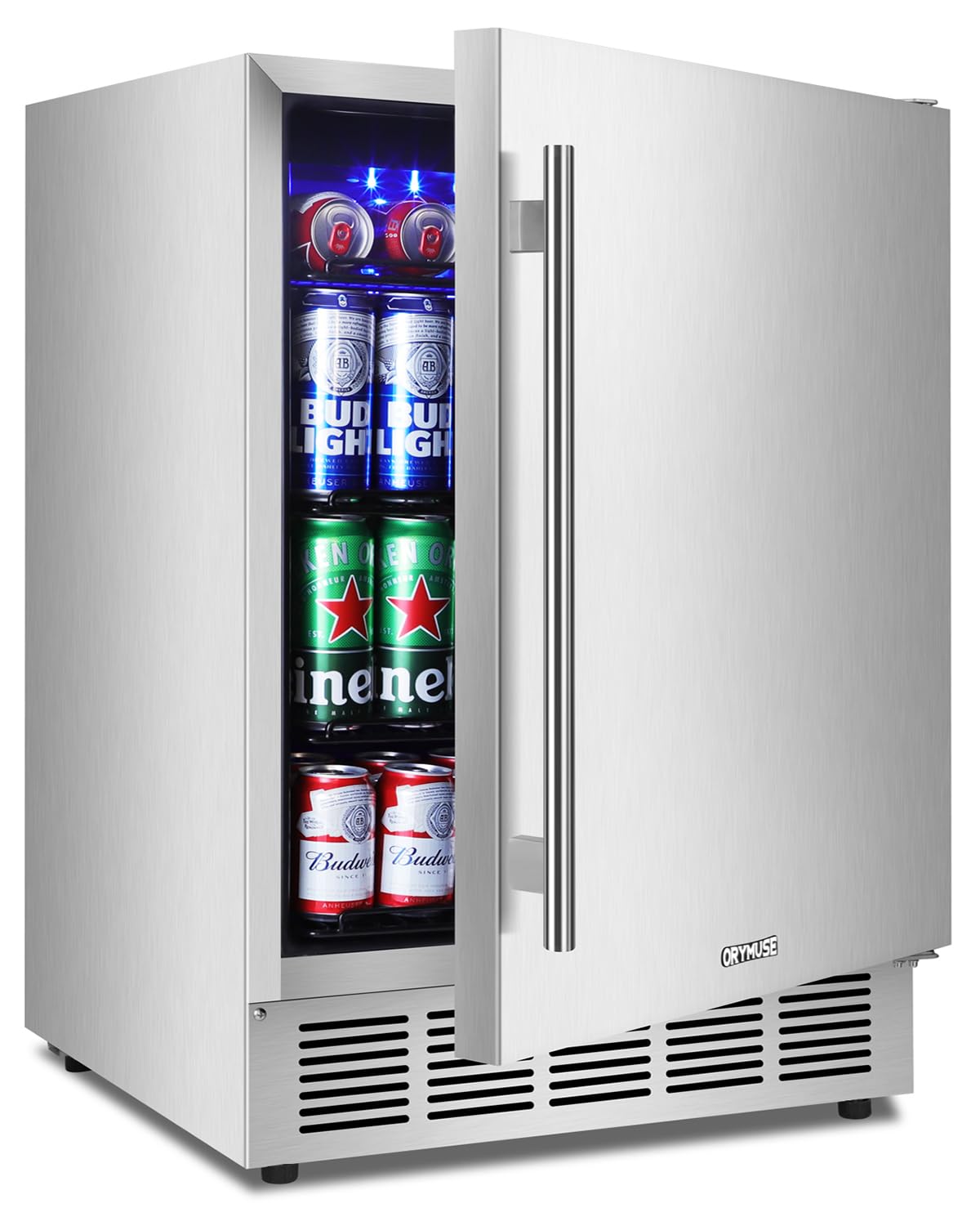 ORYMUSE 24" Outdoor Beverage Cooler Fridge - Undercounter Refrigerator, Stainless Steel Seamless Door - Holds 180 Cans, Powerful Cooling Compressor - Patio Kitchen, Commercial Use