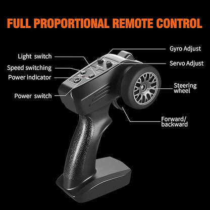 ACAMMZAR RC Drift Car Pro Upgraded with Gyro 1:24 Full Proportional Remote Control Car 25KM/H 4WD High Speed RC Cars with Lights Extra Racing Tires Vehicle for Adults Kids Boys Girls Gray