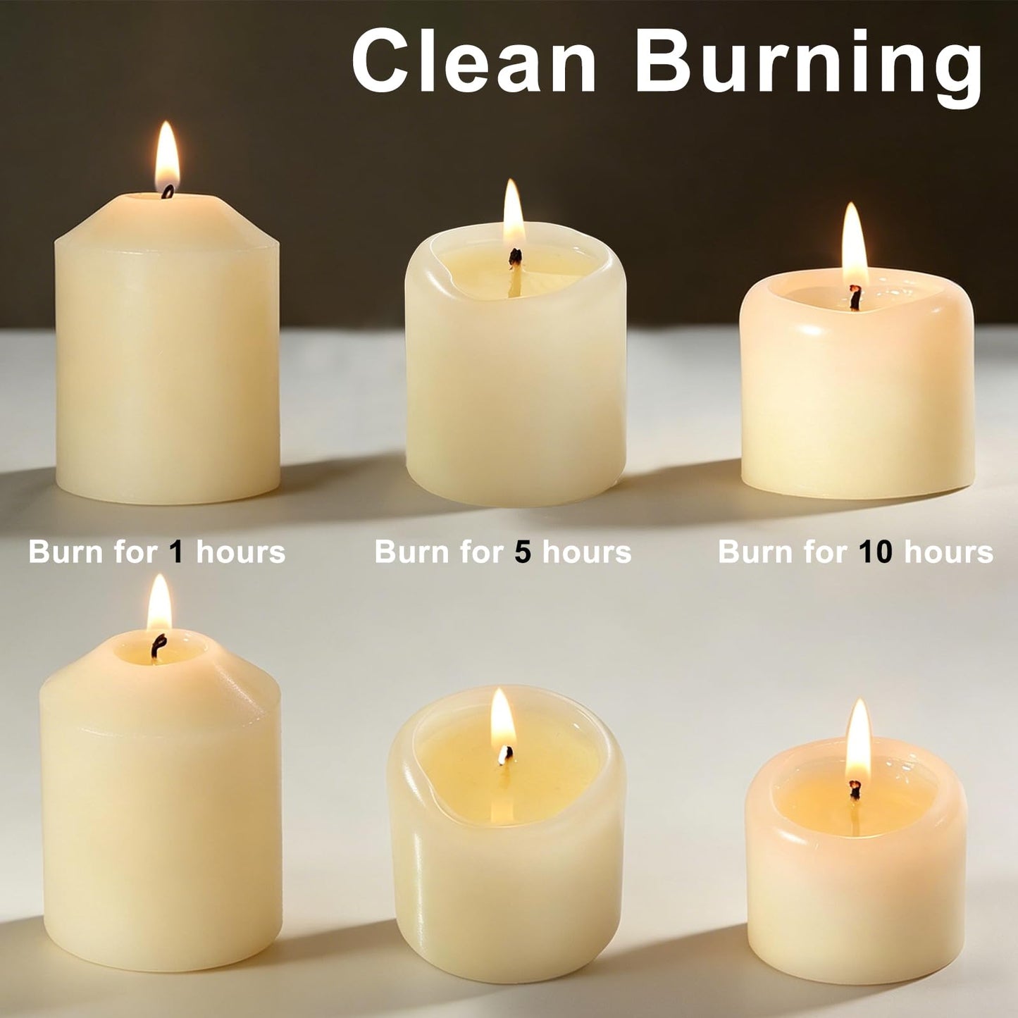UGBEM Pillar Candles Ivory 2x3 Inch - 6 Pack Unscented Candles Bulk for Emergency Home Decor - Long Lasting Smokeless Dripless Household Candle for Wedding Table Centerpieces Dinner Party Decor