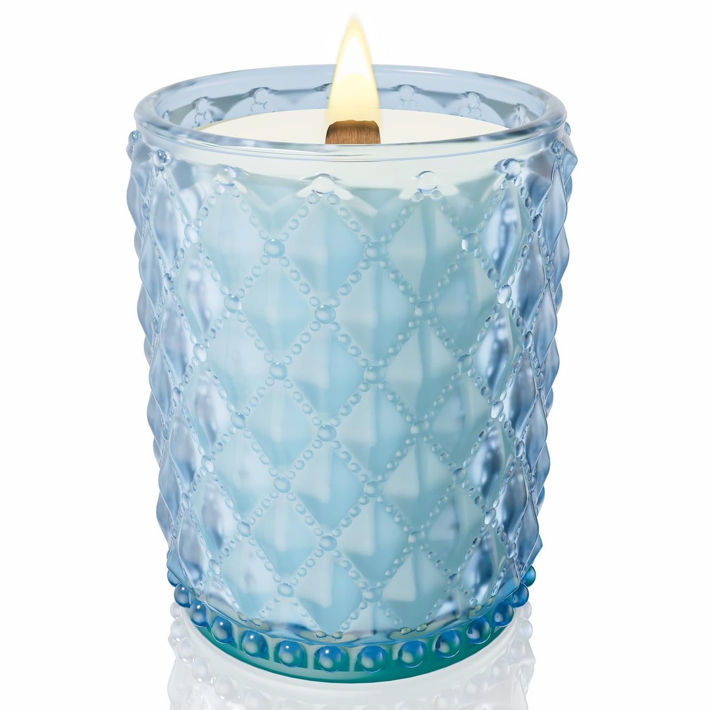 M&SENSE 16.6oz Wood Wick Scented Candle, Non Toxic Soy Wax with Crackling Wick, PearFreesia Scent 100H Burn Long Lasting for Bedroom Kitchen Home Decor, Housewarming Gifts for Family Friends