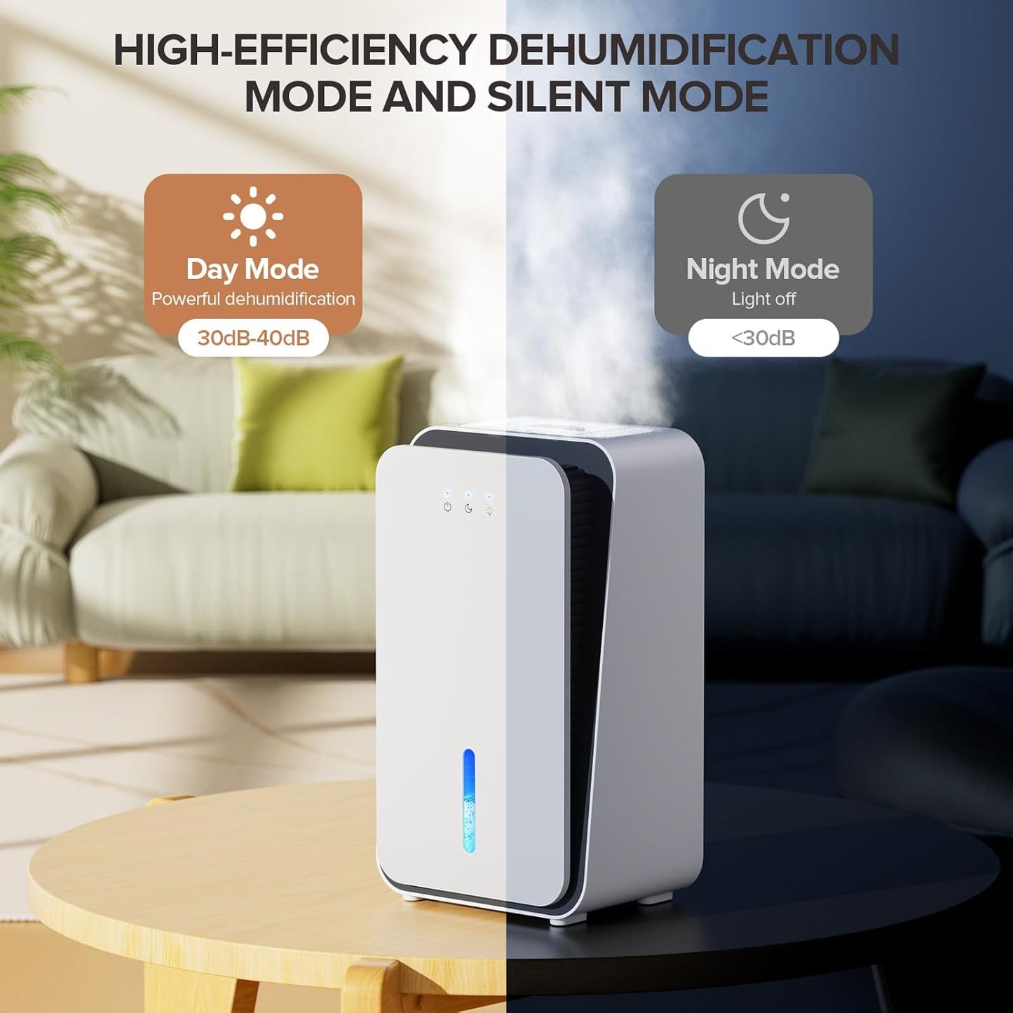 Skiennix Dehumidifier | 1000 Sq. Ft. Home & Basement Unit with Auto Shut Off & Aromatherapy Diffuser