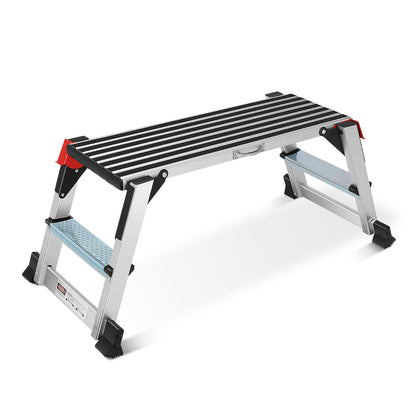 Work Platform Step Ladder, Aluminum Work Platform 36"×12"×18" Step Stool Foldable for Washing Vehicles, Cleaning, Painting 330 LBS Capacity