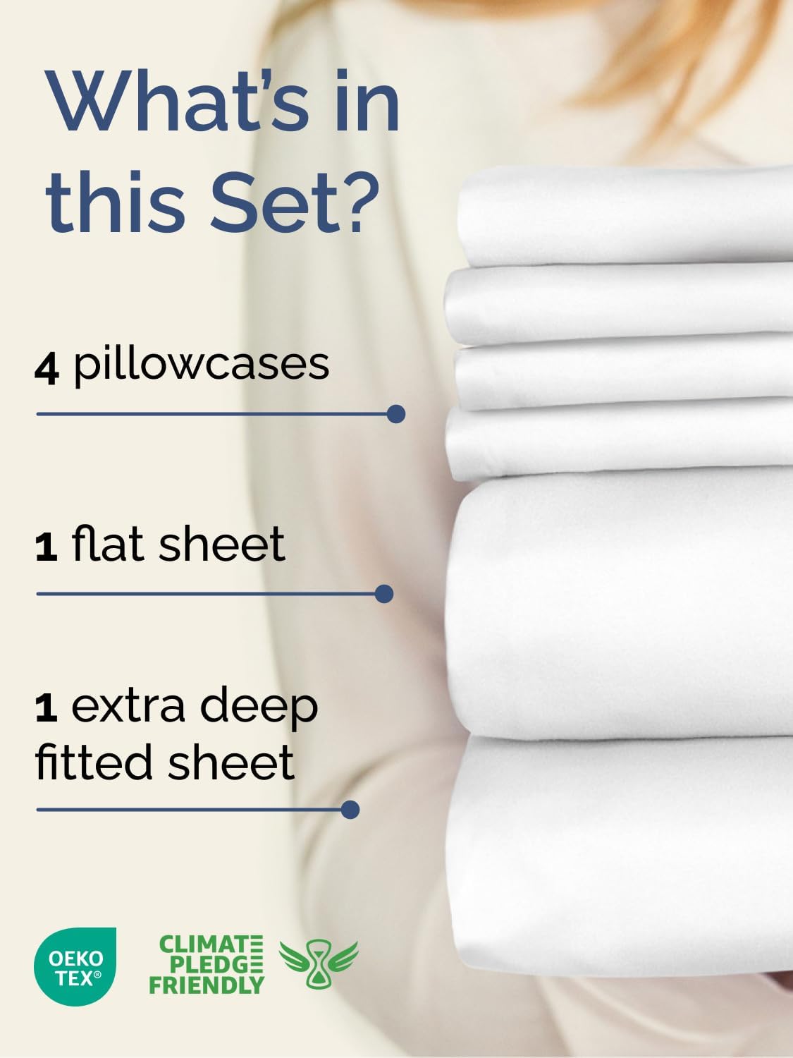 Skiennix Extra Deep Full Sheet Set - 6 Piece Breathable Cooling Bedding - Soft Wrinkle-Free White