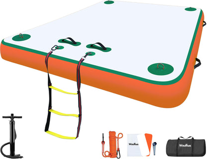 Wauffua Inflatable Floating Dock for Lakes, Thick and Extra Wide Lake Floats for Adults, Non-Slip Air Dock Platform with Portable Carrying Bag, Floating Platform Island for Pool Beach Ocean