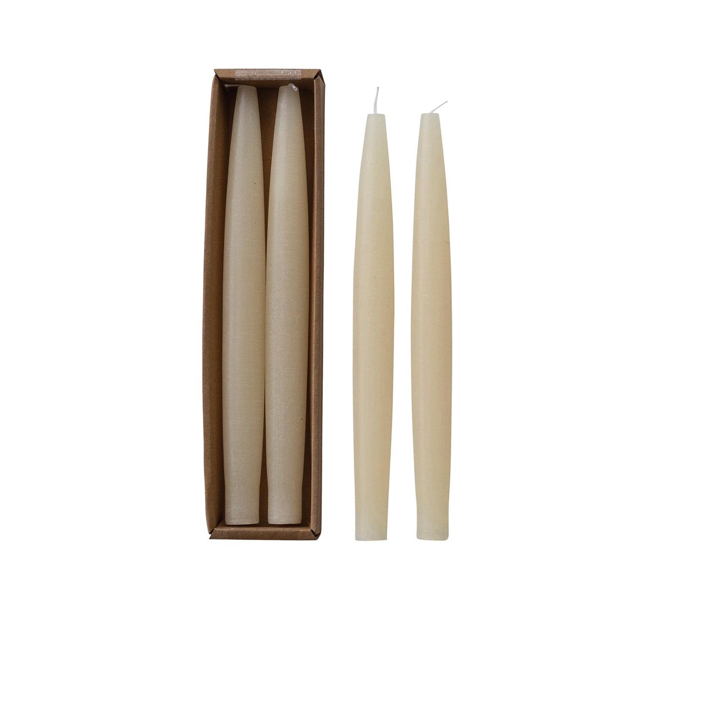 Creative Co-Op 2-Piece Unscented Taper Candles, Cream Color
