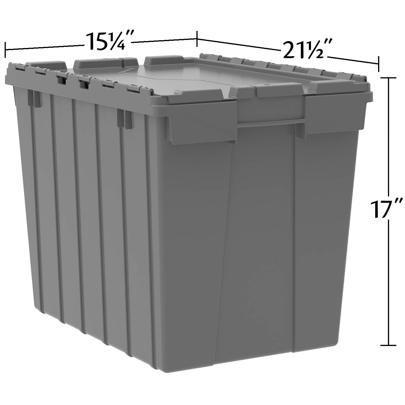 Akro-Mils 39170 Industrial Plastic Storage Tote with Hinged Attached Lid, (21-Inch L by 15-Inch W by 17-Inch H), Blue, (3-Pack)