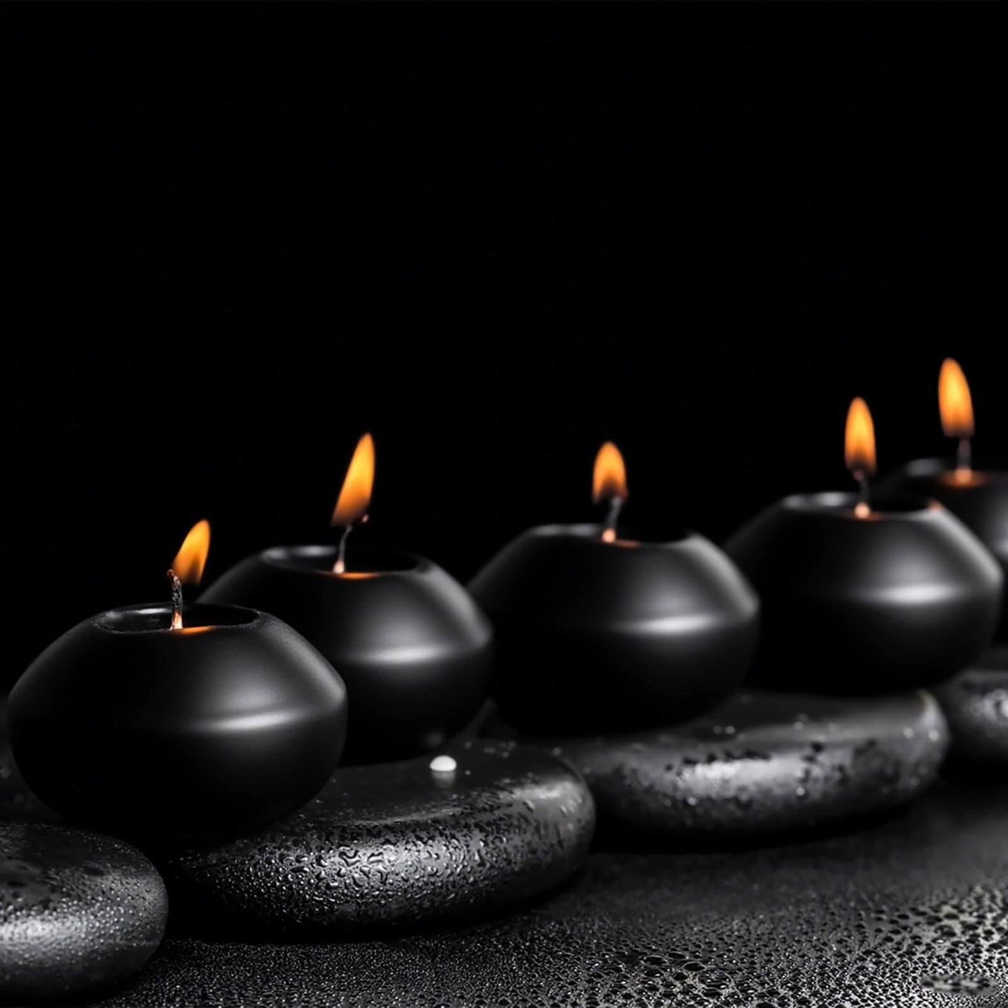 Black Floating Candles 3 inch 12 Pack - Floating Candles for centerpieces - Wedding Decor - Burning Time 8-10 Hours
