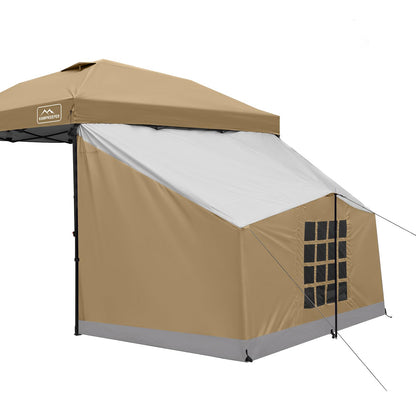 KAMPKEEPER Side Tent,Camping Tent for 10' x 10' Pop Up Canopy, Easy Set Up Gazebo,Compatible with 10' Wide Canopy Tents (Khaki)