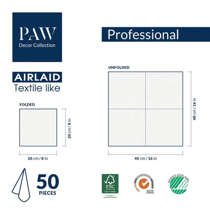 PAW - 50 Pieces Airlaid Paper Linen-Feel Napkins 16" x 16", Disposable Cloth-Like Napkins with Eucalyptus Design, Dinner Napkins for Kitchen, Party, Wedding, Barbecue, Picnic