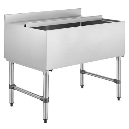 VEVOR Commercial Ice Bin, 134.7 Qt Max Capacity, 36 x 24 x 33 Inch Stainless Steel Ice Chest with Sliding Lid, 24H Long-Lasting Insulation, Cooler Cart Cocktail Unit for Bar Restaurant Pub, NSF